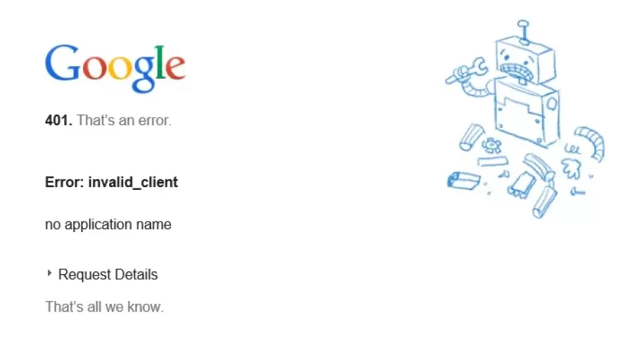 Ошибка 401 Unauthorized в Google